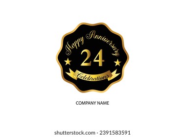 24 anniversary celebration logotype with handwriting golden color elegant design