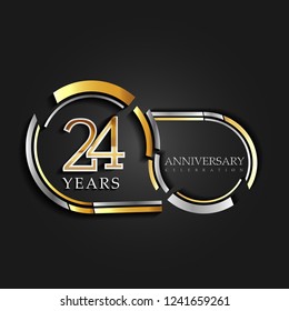 24 anniversary template design golden color with two rings that symbolize spirit and firmness