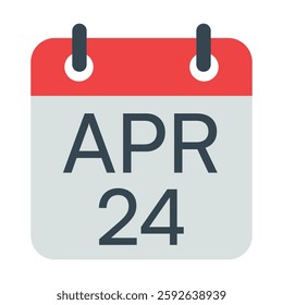 24 April Calendar Icon, Isolated Vector Calendar Icon.