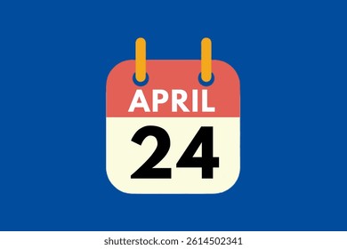 24 April calendar icon text page monthly web design on cream, mustard, white and blue background vector, icon, or illustration with the month of April 24