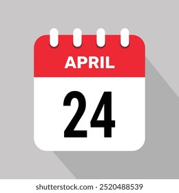 24 abril Calendario Icono Ilustración vectorial Diseño gráfico