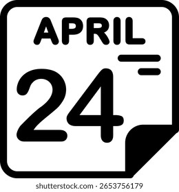 24 abril Calendário Ícone minimalista semi sólido