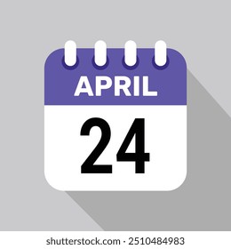 24 april calender icon text page monthly web design.