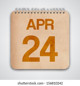 24 April on Old Notebook Vector 