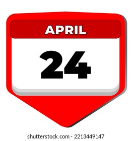 24 April vector icon calendar day. 24 date of April. Twenty fourth day of April. 24th date number. 24 day calendar. Twenty four date. World for Laboratory Animals. Vector illustration