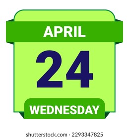 24 April, Wednesday. Date template. Useful design for calendar or event promotion. Vector illustration EPS 10 File. Isolated on white background. 
