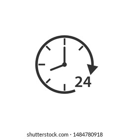 24, assistance, support, shopping icon. Vector illustration, flat design.