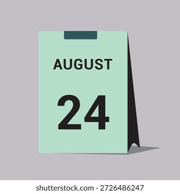 24 august calendar date icon minimal desk calendar vector illustration