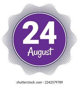 24 de agosto, plantilla Fecha. Diseño útil para la promoción de calendarios o eventos. Ilustración vectorial Archivo EPS 10. Aislado sobre fondo blanco. 