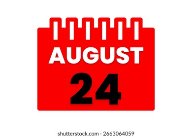 24 August Monat einzelner Tag, Vektorgrafik, Kalender mit roter, schwarz-weißer Farbe Hintergrund Kalender Symbol vom August 24
