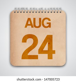 24 August on Old Notebook Vector 