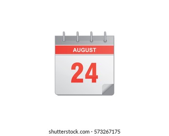 24 August red calendar vector illustration on white background