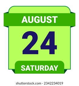 24 August, Saturday. Date template. Useful design for calendar or event promotion. Vector illustration EPS 10 File. Isolated on white background. 