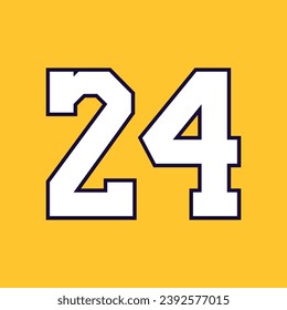 24 baseball jersey number. Editable baseball jersey number design vector. 