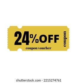 24% big sale discount, special offer,(Black Friday) coupon voucher number tag vector illustration