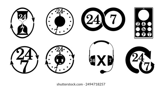 24 by 7. Nonstop. Twenty-four hours a day. Illustration.