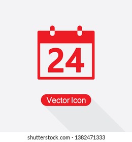 24 Calendar Icon Vector Illustration In Flat Style Eps10