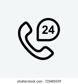 24 call icon vector