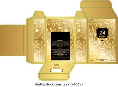 24 Carat Packaging Design Template Gold Color Theme Stylish Dieline