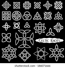 24 Celtic knots (Triquetra (Trinity) knot, Quartenary knot, etc.). Vector illustration.