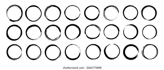 24 circle brushes. Icon set vector illustration