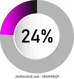 24% circle percentage diagrams (meters) ready-to-use for web design, user interface (UI) or infographic - indicator with gradient from purple to black