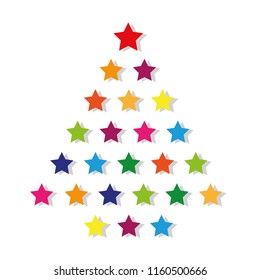 24 colorful stars christmas tree vector illustration EPS10