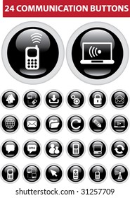 24 communication buttons.vector