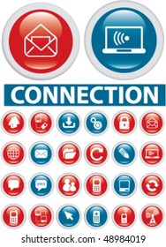 24 connection glossy buttons. vector