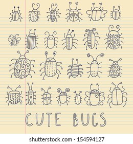 24 cute small bugs in vector. Funny insects in childish set