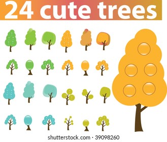 24 cute trees. vector