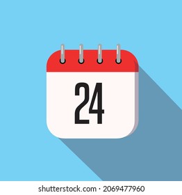 24 day calendar icon minimal modern flat design style with long shadow, vector illustration