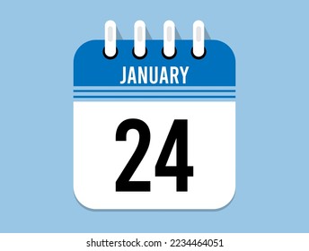 24 day January calendar icon. Banner for appointments, special dates and birthdays. Calendar vector for January in blue color on light background