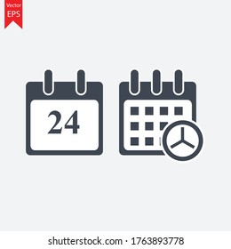 icono web de evento de 24 días, icono de calendario.Icono vector de calendario. Fecha y día, mes.