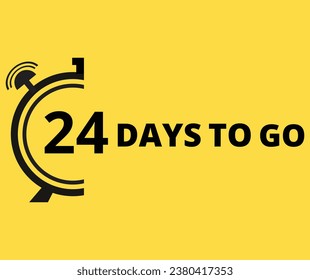 24 días para ir Banner de la cuenta regresiva de la izquierda. Cartel y afiche. ilustración vectorial.