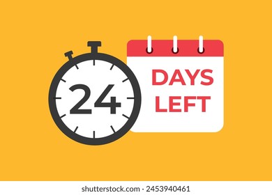 24 days to go countdown template. 24 day Countdown left days banner design. 24 Days left countdown timer