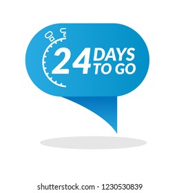 24 days to go label,sign,button. Vector stock illustration.