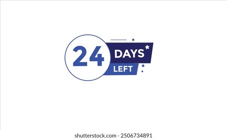 Quedan 24 días Número de cuenta regresiva Anuncio Plantillas. Ilustración vectorial 