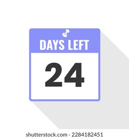 Icono de ventas de cuenta regresiva de 24 días a la izquierda. Faltan 24 días para ir Banner promocional