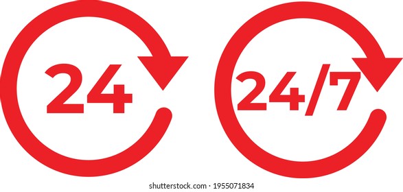 24 days in a week red Icon sign