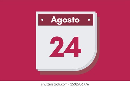 24 de Agosto. Dia del mes. Calendario (August 24th. Day of month. Calendar in spanish) vector illustration icon.