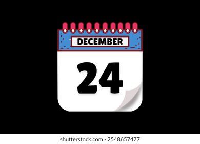 Diseño web mensual de la página de texto del ícono del calendario del 24 de diciembre sobre fondo blanco, marrón, coral y negro Vector, ícono o ilustración con el mes del 24 de diciembre