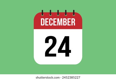 24 de diciembre. Vector del calendario de diciembre.