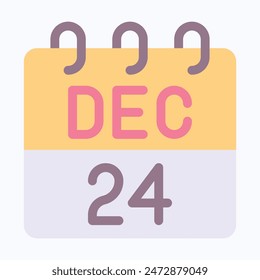 24 December Calendar, Vector Calendar. Flat Style Isolated Vector Icon.