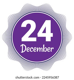 24. Dezember, Meldebogen Datum. Nützliches Design für Kalender- oder Veranstaltungswerbung. EPS10 Datei, Vektorgrafik. Einzeln auf weißem Hintergrund. 