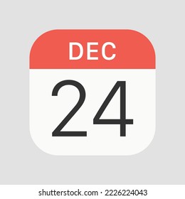 24 December icon isolated on background. Calendar symbol modern, simple, vector, icon for website design, mobile app, ui. Vector Illustration