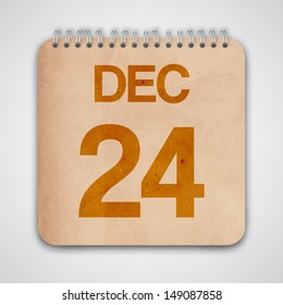 24 December on Old Notebook Vector 