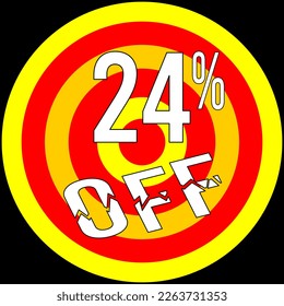 24% discount off, target in red and yellow on a black background.