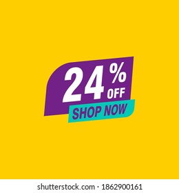 24 descuento, distintivos de vectores de venta para etiquetas, , pegatinas, banners, etiquetas, etiquetas, etiquetas web, nueva oferta. Banner de signo de origami de descuento