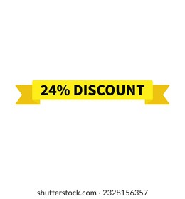 24 Discount In Yellow Color Rectangle Ribbon Shape For Advertising Sale
